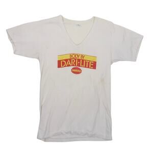 Vintage 80s White Darigold Promo V-Neck T-Shirt Single Stitch L